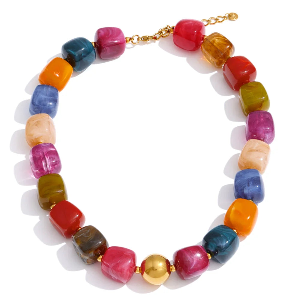 Acrylic Square Beads Chain Necklace