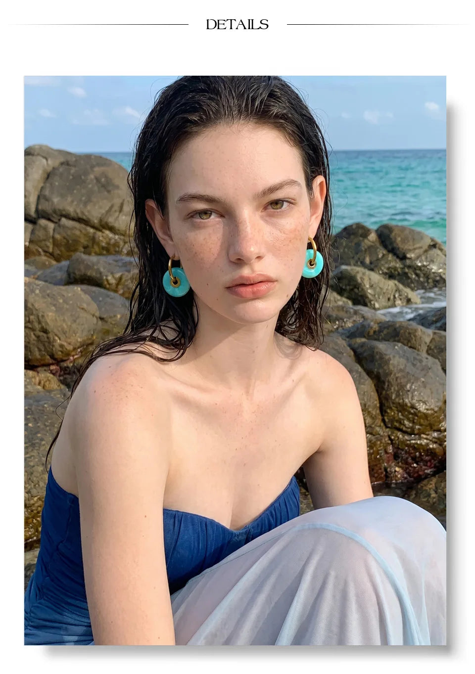 Thick Round Acrylic Resin Drop Earrings – Waterproof 18K Gold Plated Earrings | Ezra Gems