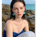 Thick Round Acrylic Resin Drop Earrings – Waterproof 18K Gold Plated Earrings | Ezra Gems