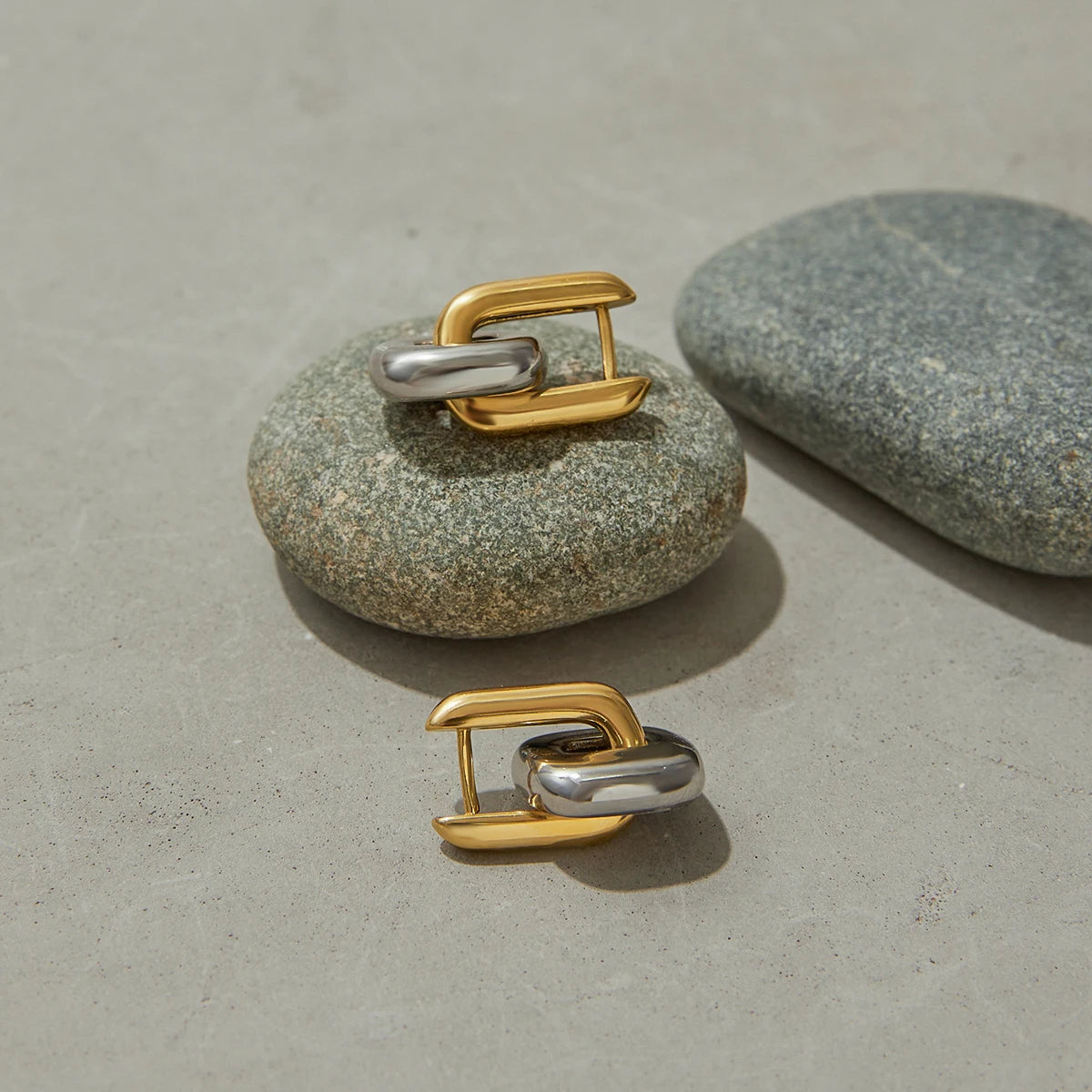 Patchwork U Shape Drop Earrings – Waterproof 18K Gold Plated Earrings | Ezra Gems