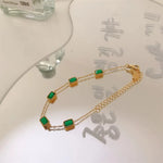 Emerald Green Stone Necklace and Bracelet Set