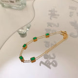 Emerald Green Stone Necklace and Bracelet Set