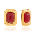 Red Resin Stud Earrings – Waterproof 18K Gold Plated Earrings | Ezra Gems