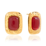 Red Resin Stud Earrings – Waterproof 18K Gold Plated Earrings | Ezra Gems