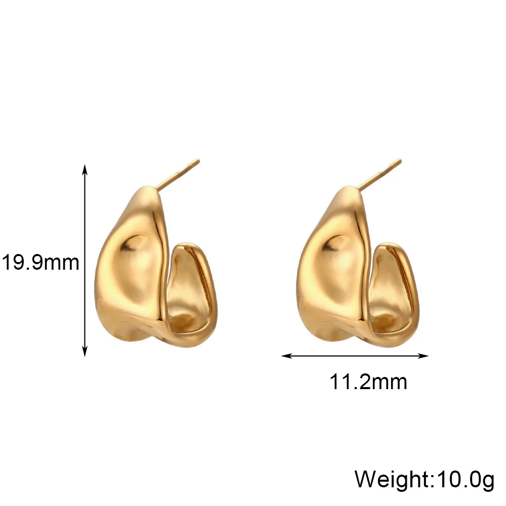Geometric Trapezoid Creole Hoop Earrings – Waterproof 18K Gold Plated Earrings | Ezra Gems