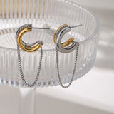 Two-Tone Chain Drape Cuff Earrings – Waterproof 18K Gold Plated Earrings | Ezra Gems