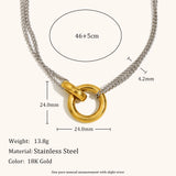 Two-Tone Double Chain Ring Necklace – Waterproof 18K Gold Plated Necklace | Ezra Gems
