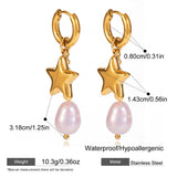Pearl Star & Moon Drop Earrings