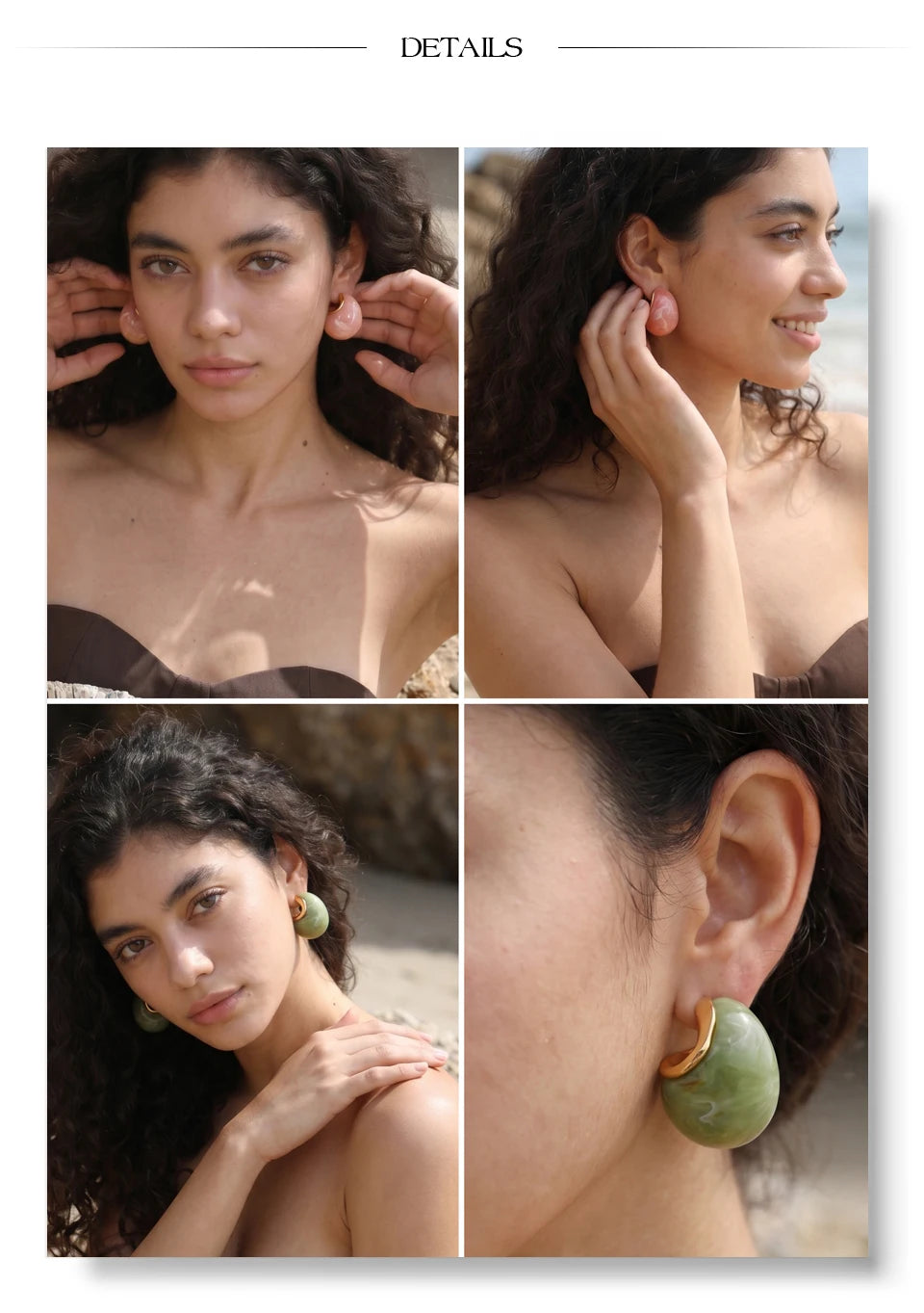 Candy Acrylic Teardrop Stud Earrings – Waterproof 18K Gold Plated Earrings | Ezra Gems