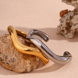 Liquid Wave Open Cuff Bracelet – Waterproof 18K Gold Plated Bracelet | Ezra Gems