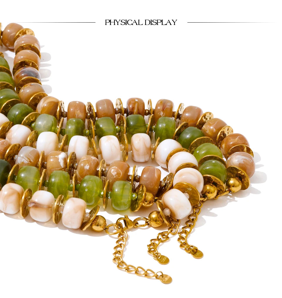 Resin Bead Spacer Chain Necklace – Waterproof 18K Gold Plated Necklace | Ezra Gems