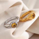 Champagne Zircon Thin Band Ring – Waterproof 18K Gold Plated Ring | Ezra Gems