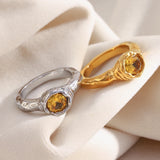 Champagne Zircon Thin Band Ring – Waterproof 18K Gold Plated Ring | Ezra Gems