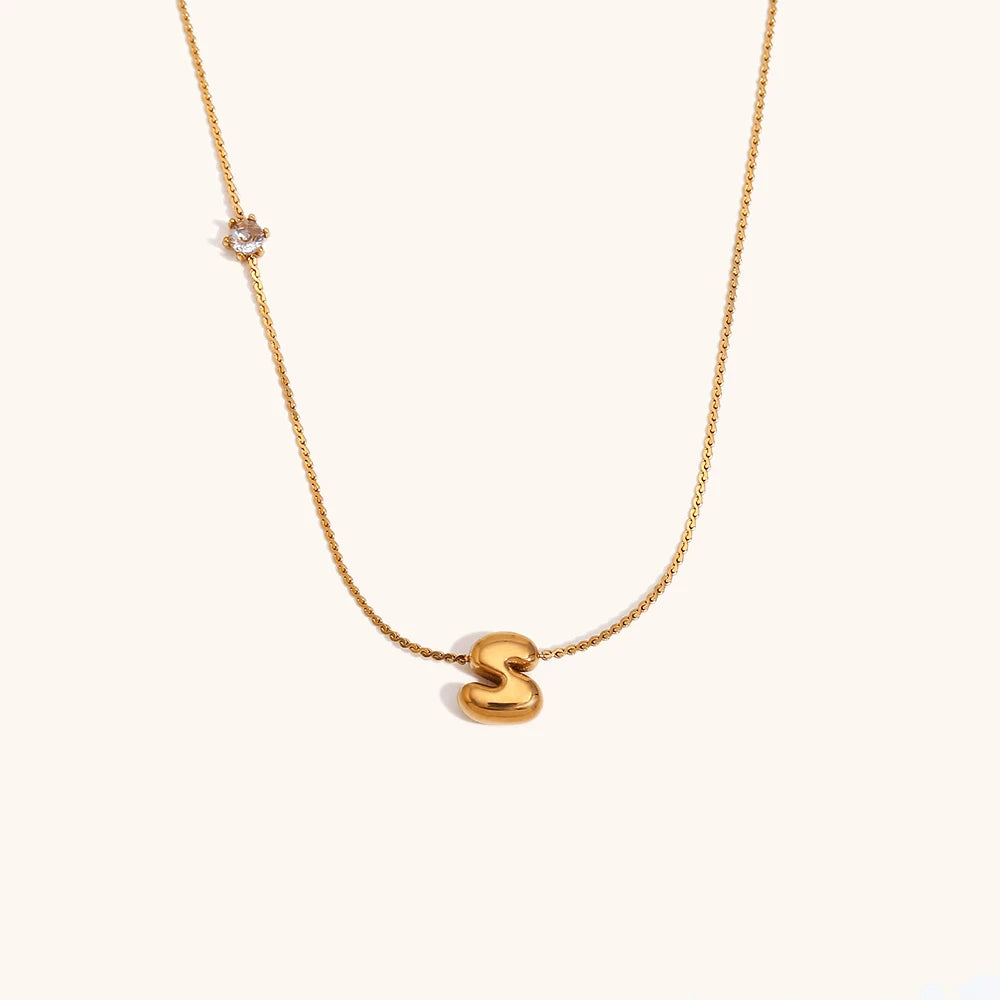 Sparkling Zircon Initial Necklace – Waterproof 18K Gold Plated Necklace | Ezra Gems