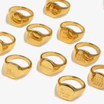 Engraved Letter Word Ring – Waterproof 18K Gold Plated Ring | Ezra Gems