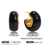 C Shape Resin Stud Earrings – Waterproof 18K Gold Plated Earrings | Ezra Gems