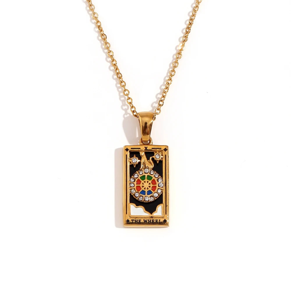 Tarot Card Pendant Necklace – Waterproof 18K Gold Plated Necklace | Ezra Gems