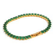 Green Gemstone Tennis Bracelet — waterproof hypoallergenic stainless steel cubic zirconia 18K gold-plated jewelry | Ezra Gems