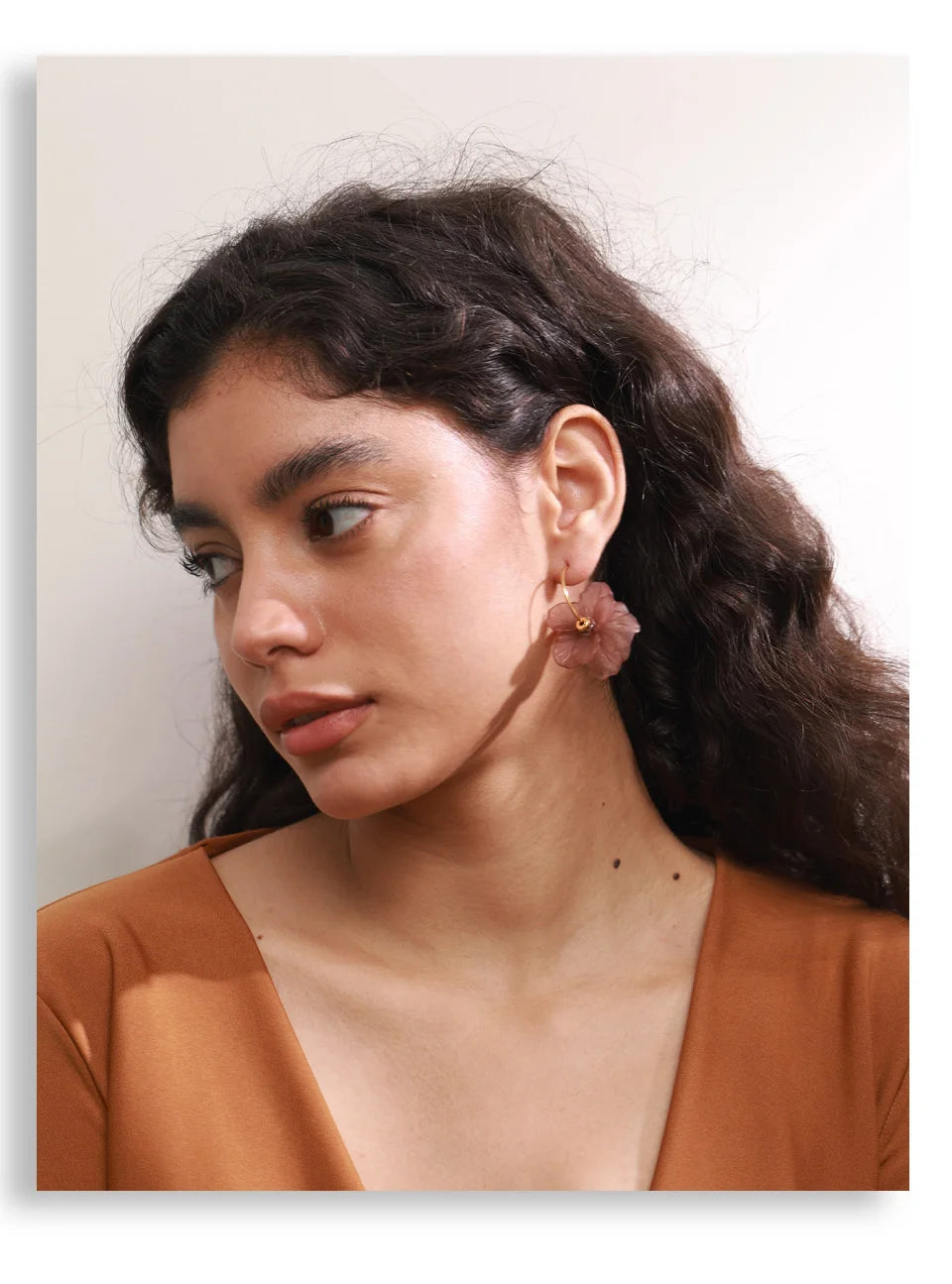 Resin Acrylic Flower Petal Drop Earrings – Waterproof 18K Gold Plated Earrings | Ezra Gems