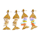 Colorful Resin Fish Drop Earrings – Waterproof 18K Gold Plated Earrings | Ezra Gems