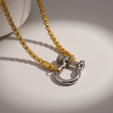 Two-Tone Lock Pendant Necklace