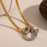 Two-Tone Lock Pendant Necklace