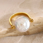 Freshwater Pearl U Shape Ring – Waterproof 18K Gold Plated Ring | Ezra Gems