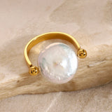 Freshwater Pearl U Shape Ring – Waterproof 18K Gold Plated Ring | Ezra Gems