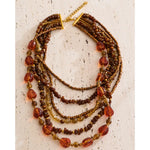 Layered Resin Bead Bib Necklace – Waterproof 18K Gold Plated Necklace | Ezra Gems