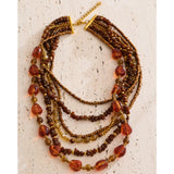 Layered Resin Bead Bib Necklace – Waterproof 18K Gold Plated Necklace | Ezra Gems