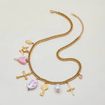 Cross Charm Cluster Necklace – Waterproof 18K Gold Plated Necklace | Ezra Gems