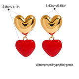 Red Heart Drop Earrings