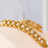 Pearl Cuban Chain Bracelet