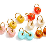 Thick Round Acrylic Resin Drop Earrings – Waterproof 18K Gold Plated Earrings | Ezra Gems