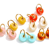 Thick Round Acrylic Resin Drop Earrings – Waterproof 18K Gold Plated Earrings | Ezra Gems