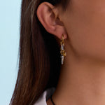 Two-Tone Zircon Heart Lock Earrings – Waterproof 18K Gold Plated Earrings | Ezra Gems