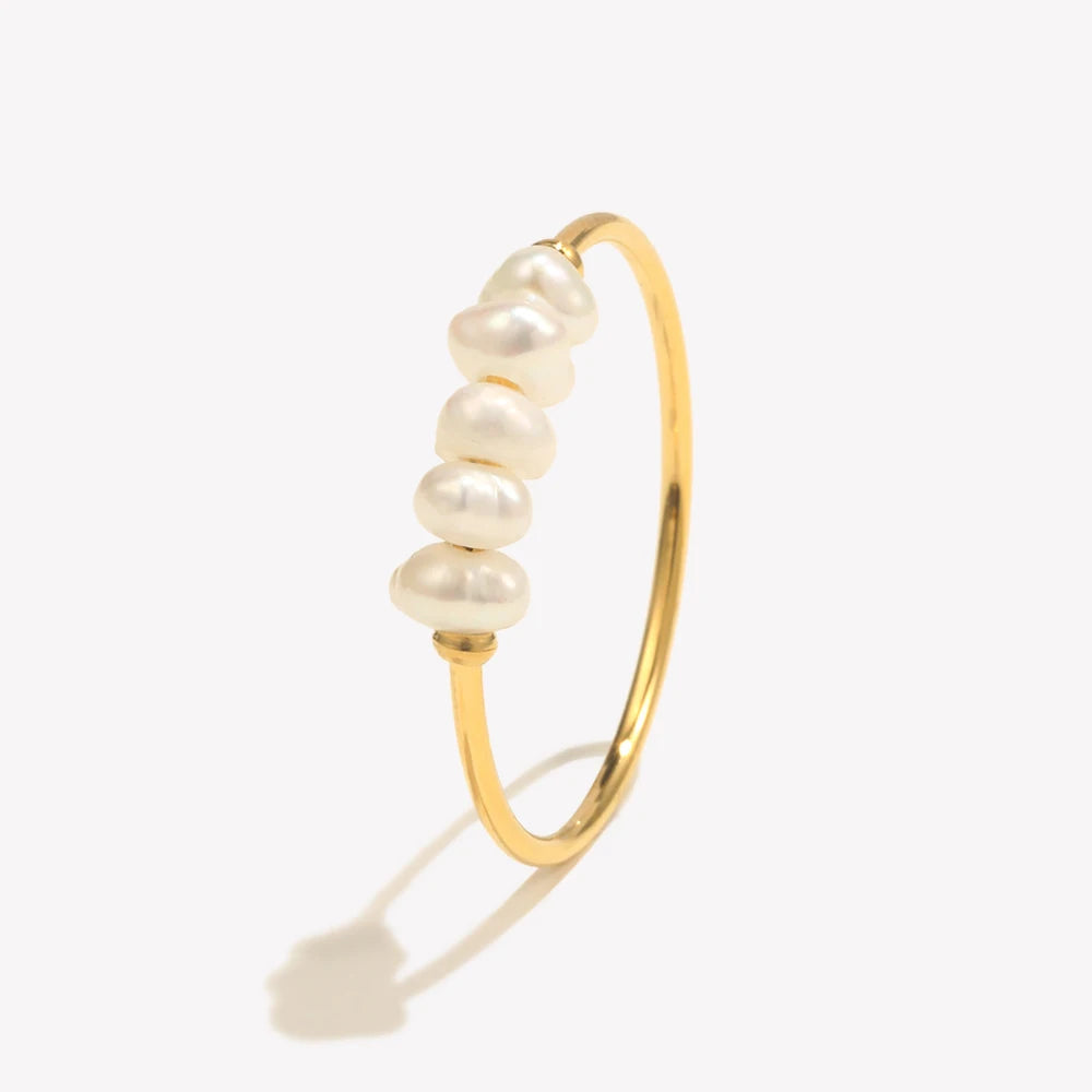 Freshwater Pearl Solitaire Ring – Waterproof 18K Gold Plated Ring | Ezra Gems