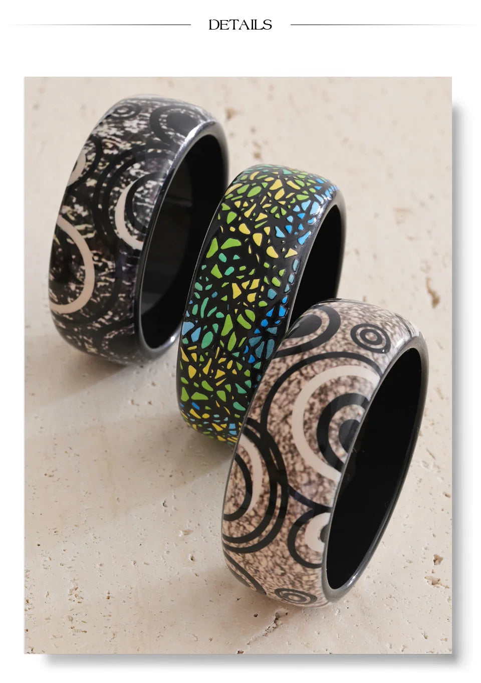 Wide Acrylic Resin Statement Bangle – Waterproof 18K Gold Plated Bracelet | Ezra Gems