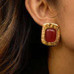 Red Resin Stud Earrings – Waterproof 18K Gold Plated Earrings | Ezra Gems