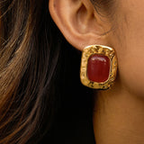 Red Resin Stud Earrings – Waterproof 18K Gold Plated Earrings | Ezra Gems