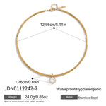Zircon Charm Rigid Collar Necklace – Waterproof 18K Gold Plated Necklace | Ezra Gems