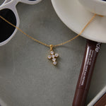 Cubic Zirconia Cross Pendant Necklace – Waterproof 18K Gold Plated Necklace | Ezra Gems