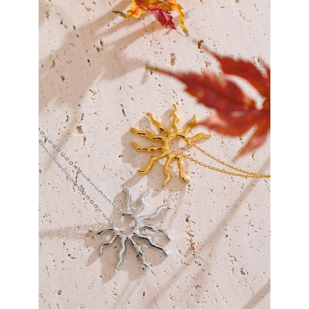Sun Pendant Necklace – Waterproof 18K Gold Plated Necklace | Ezra Gems