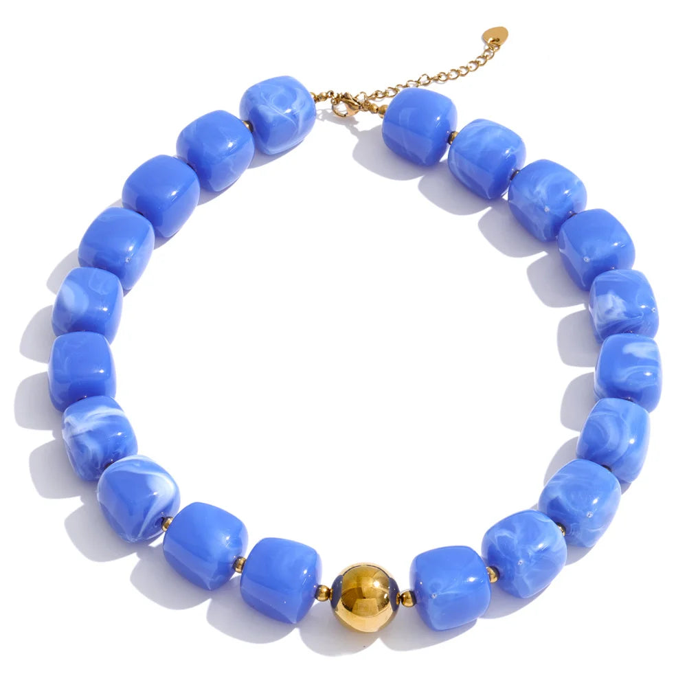 Acrylic Square Beads Chain Necklace