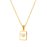 Mother of Pearl Initial Necklace – Waterproof 18K Gold Plated Necklace | Ezra Gems