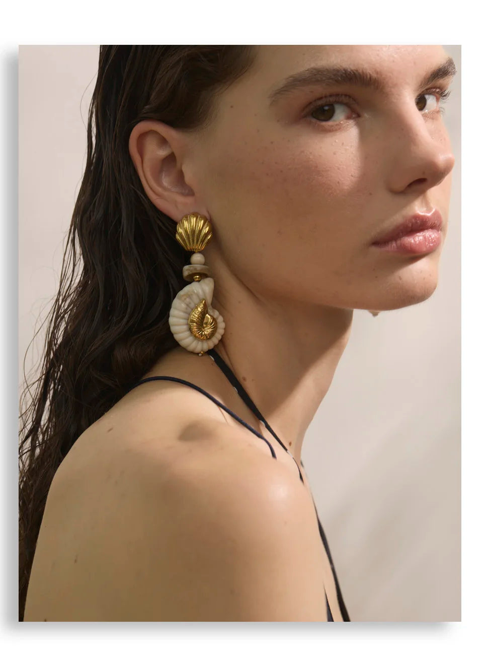 Ocean Resin Shell Conch Drop Earrings – Waterproof 18K Gold Plated Earrings | Ezra Gems