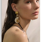 Ocean Resin Shell Conch Drop Earrings – Waterproof 18K Gold Plated Earrings | Ezra Gems