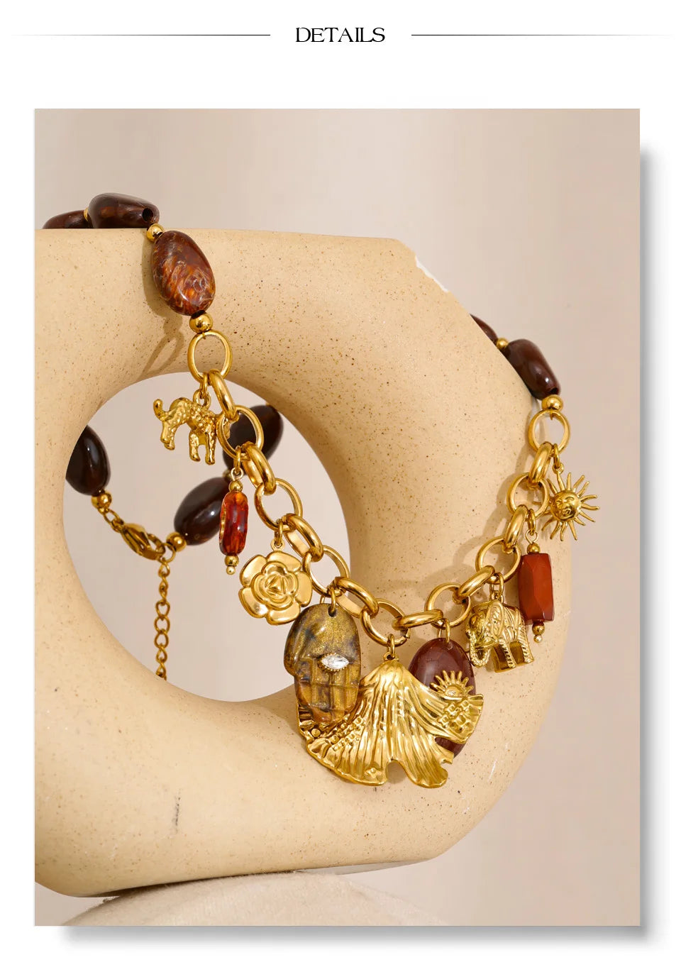 Resin Bead Sun Charm Necklace – Waterproof 18K Gold Plated Necklace | Ezra Gems