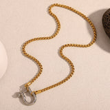Two-Tone Lock Pendant Necklace