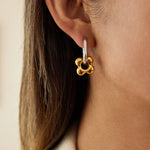 Hollow Flower Charm Huggie Earrings – Waterproof 18K Gold Plated Earrings | Ezra Gems